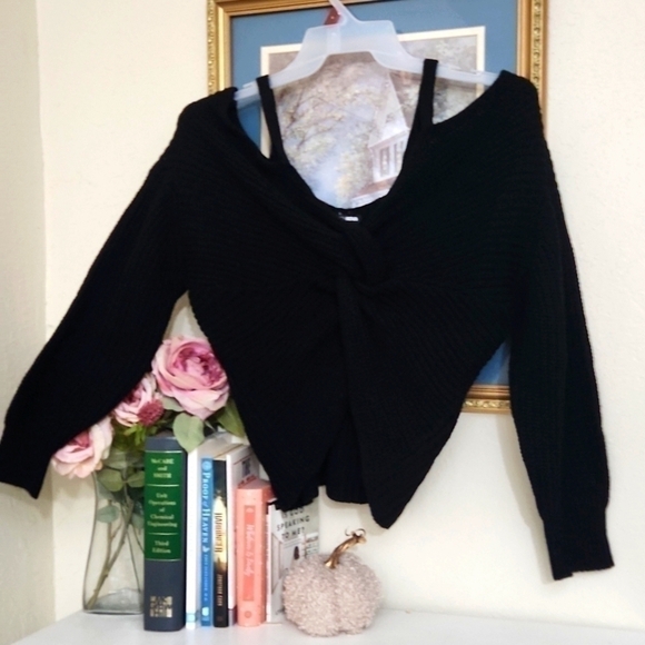 Chunky knit tie long sleeve Fashion nova sweater M Goth BASICS - Picture 3 of 11